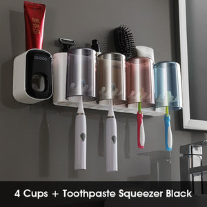 ODOROKU 2/3/4 Cups Toothbrush Holder Wall Mounted with Toothbrush Dispenser Electric Toothbrush Holders for Bathrooms Tooth Brushing Holder for Kids Toothbrush Organizer - ODOROKU