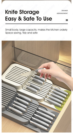 ODOROKU Utensils Holder Silverware Organizer Storage Tray Cutlery Adjustable and Expandable Organizer for Kitchen Drawer Utensil Holder for Flatware Spoons Forks Knife Grey White - ODOROKU