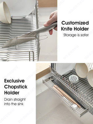 ODOROKU 304 Stainless Steel Dish Rack with Water Drainer Cups Holder Utensils Holder Knife Holder Chopping Board Holder Dish Drying Rack Versatile Pot Pan Rack for Kitchen Counter - ODOROKU