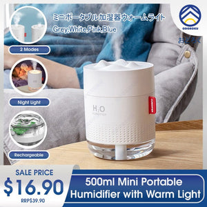 ODOROKU 500ml Mini Portable Humidifier Snow Mountain Night Light Car Air Humidifier USB Rechargeable For Room - ODOROKU