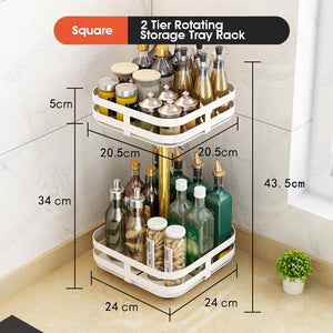 ODOROKU 1/2/3 Tier Rotating Spice Rack Height Adjustable Spice Shelf 360 Degree Round Rotatable Seasoning Organizer for Kitchen Bathroom Black White - ODOROKU