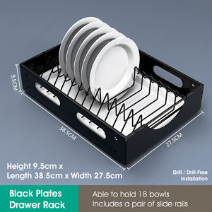 ODOROKU Sliding Cabinet Drawer Rack For Dishes Plates Bowl Organizer Kitchen Drawers Multi-Purpose Under Sink Organizer and Storage for Kitchen Under Bathroom Sink Organizer Black White - ODOROKU