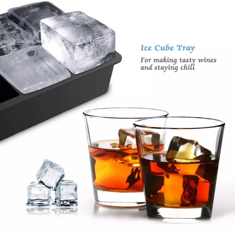 ODOROKU Ice Cube Trays Silicone Combo Set of 2, Sphere Ice Ball Maker with Lid & Large Square Molds Reusable & BPA Free - ODOROKU