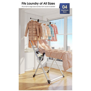 ODOROKU Aluminum Foldable Clothes Drying Rack with Wheels High Quality Laundry Rack Stable & Solid Aluminum - ODOROKU