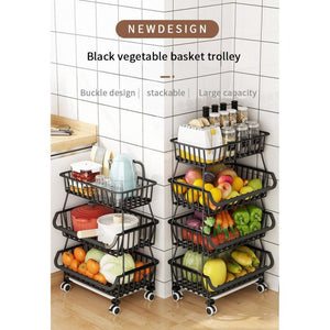 ODOROKU 2/3/4/5/6 Tiers Kitchen Basket Rack with Wheels Multipurpose Rack Storage Vegetable And Fruit Basket - ODOROKU