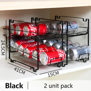 ODOROKU 2 Pack Stackable Beverage Can Dispenser Rack Can Storage Organizer Holder for Canned food or Pantry Refrigerator Black White - ODOROKU