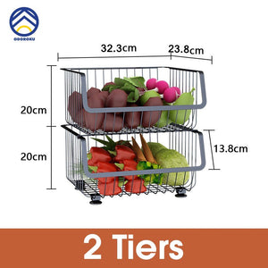 ODOROKU 2/3/4/5 Tiers Kitchen Basket Rack with Wheels Multipurpose Rack Storage Heavy Duty Vegetable And Fruit Basket - ODOROKU