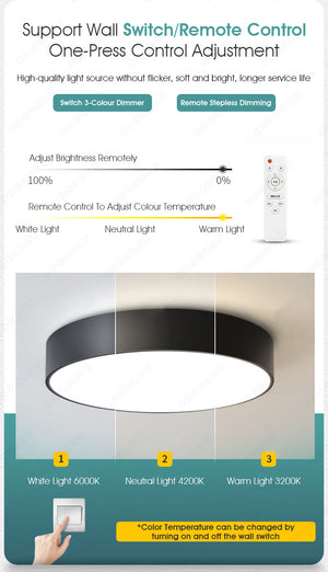 ODOROKU Circle Modern LED Ceiling Light Minimalist Flush Mount Ceiling Light Fixture Circle Lighting Lamp with Acrylic Lampshade for Bedroom Living Room Dining Room Laundry Black White - ODOROKU