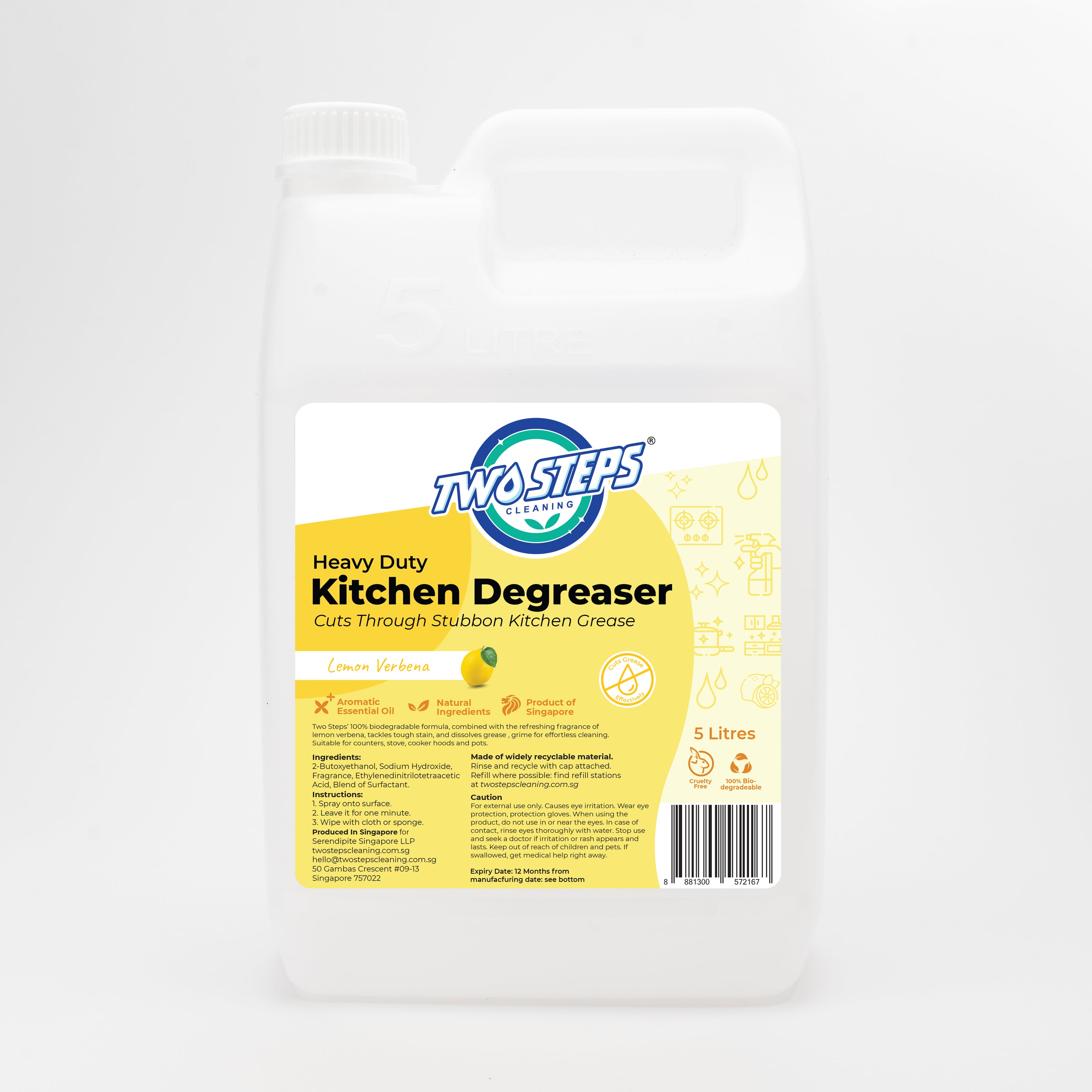 ODOROKU x Two Steps Cleaning Kitchen Degreaser 500ml / 5 Litre - Lemon Verbena Kitchen Cleaner Grease Cleaner - ODOROKU