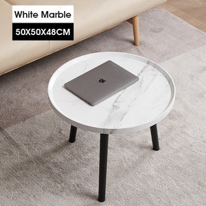 ODOROKU Round Coffee Table and Oval Table Set for Living Room Modern Coffee Table with Open Storage Marble Wood Tabletop & Sturdy Metal Legs Large Circle Coffee Table for Stylish Home - ODOROKU