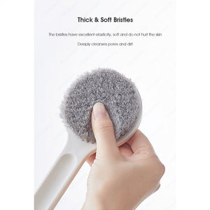 ODOROKU Double Sided Shower Brush with Soft and Stiff Bristles Exfoliating Skin and A Soft Scrub Double-sided Brush Head for Wet or Dry Brushing Back Scrubber for Shower White - ODOROKU