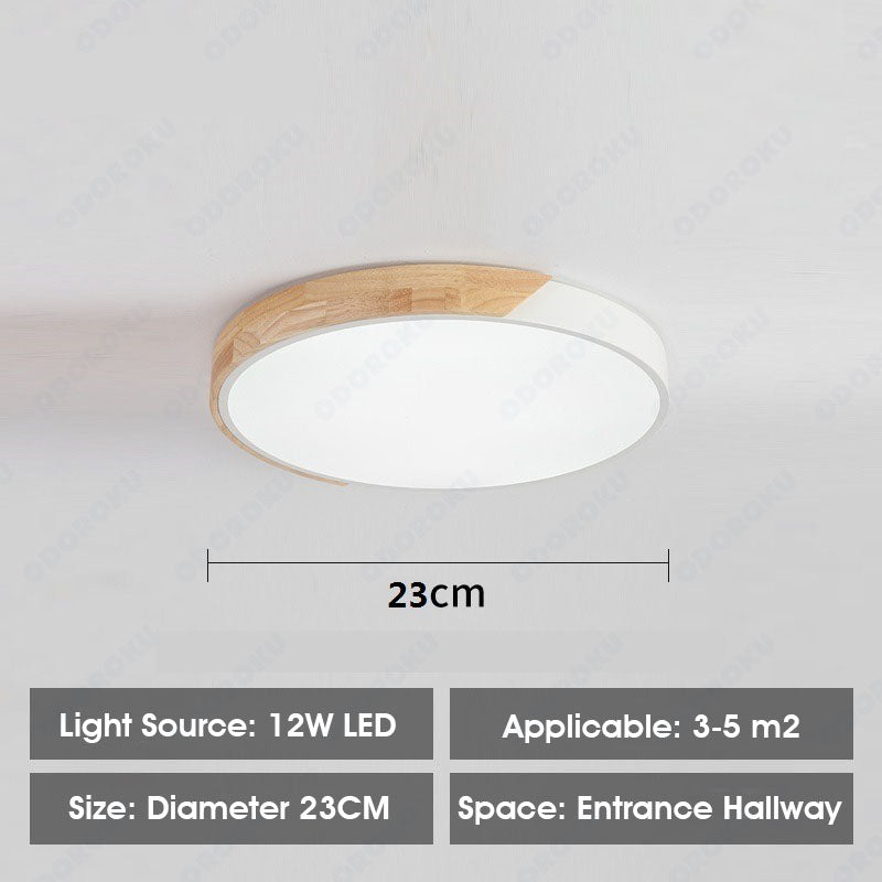 ODOROKU Circle Modern LED Ceiling Light Minimalist Wood Style Flush Mount Ceiling Light Fixture Circle Lighting Lamp with Acrylic Lampshade for Bedroom Living Room Dining Room Laundry Black White - ODOROKU