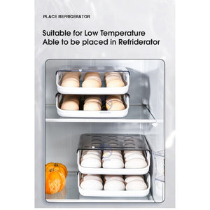 ODOROKU Rolling Stackable Egg Holder Auto Scrolling Down for Refrigerator Smart Stackable Antislip Deviled Egg Tray Food - ODOROKU