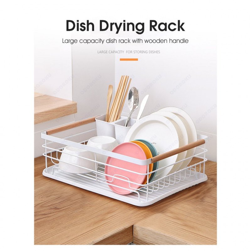 ODOROKU Black Dish Drying Rack, Stainless steel with Drain Board for Kitchen Counter Black Removable - ODOROKU