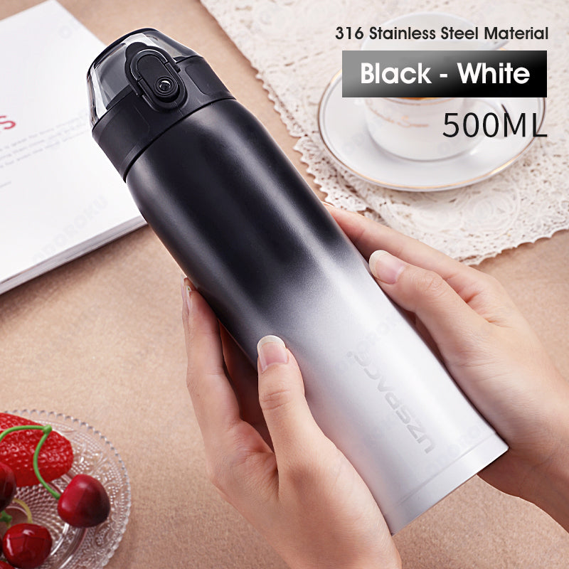 ODOROKU 316 Stainless Steel Vacuum Insulated Wide Mouth Water Bottle 500ml Leakproof Thermos Keeps Cold for 12 hours, Hot for 12 hours Double Walled Fashionable Ofiice Tumbler Flask BPA Free - ODOROKU