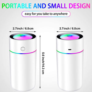 ODOROKU 320ml USB Humidifier 7-Color LED Night Light Portable Mini Humidifiers Personal Desktop Humidifier Quiet Air Humidifier with 2 Modes and Auto Off for Home Office Car Bedroom Travel Black White Pink - ODOROKU