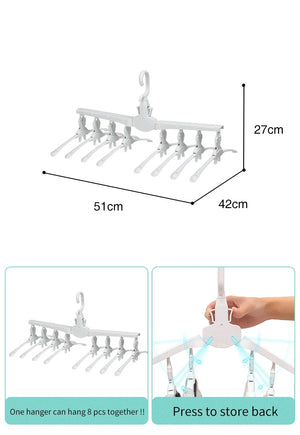 ODOROKU 8 In 1 Space Saving Indoor Clothes Dryer Hanger Flexible Portable Foldable Clothes Rack White Colour - ODOROKU