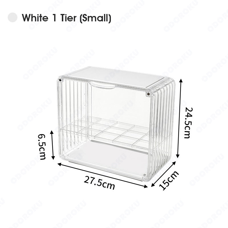 ODOROKU Popmart Stackable Display Case with Magnetic Door and Removable Shelves Acrylic Display Box Stackable Dustproof Display Box for Collectibles Toys Figures Storage Easy to Assemble - ODOROKU