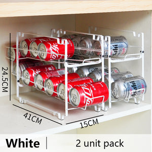 ODOROKU 2 Pack Stackable Beverage Can Dispenser Rack Can Storage Organizer Holder for Canned food or Pantry Refrigerator Black White - ODOROKU