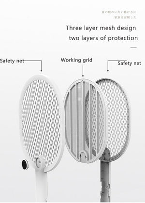 ODOROKU Electric Mosquito Swatter USB Rechargeable Bug Zapper with LED Light and 3-Layer Safety Mesh Protection Safe to Touch Mosquito Killer for Home and Outdoor - ODOROKU