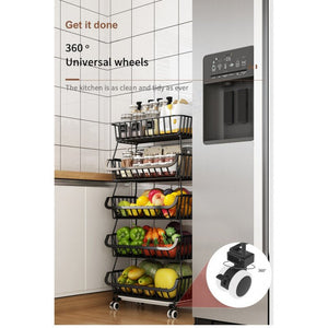 ODOROKU 2/3/4/5/6 Tiers Kitchen Basket Rack with Wheels Multipurpose Rack Storage Vegetable And Fruit Basket - ODOROKU