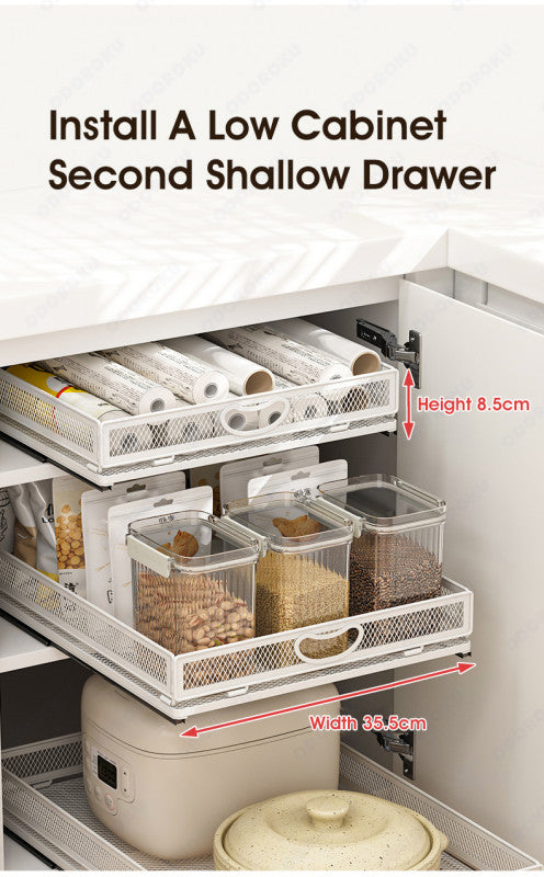 ODOROKU Huge Size Sliding Cabinet Basket Organizer Drawer Multi-Purpose Under Sink Organizers and Storage for Bathroom Kitchen Under Bathroom Sink Organizer - ODOROKU