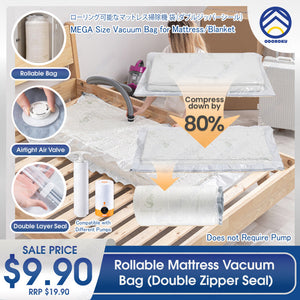 ODOROKU x Taili Rollable Mattress Vacuum Bag 240X100cm Oversized Vacuum Bags Foam Mattress Vacuum Storage Bags Waterproof Reusable Twin Mattress Vacuum Bag King Vacuum Seal Mattress Cover Bedsheet Blanket Double Zipper Seal Airtight Valve - ODOROKU