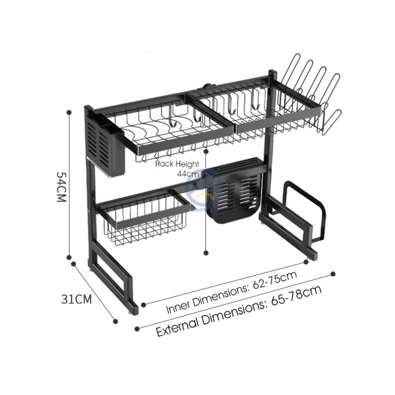 ODORKU 65-78cm/85-100cm Telescopic Dish Rack Over Sink Dish Drying Rack Extendable Dish Rack Adjustable Length - ODOROKU