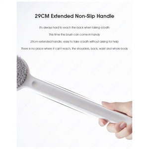 ODOROKU Double Sided Shower Brush with Soft and Stiff Bristles Exfoliating Skin and A Soft Scrub Double-sided Brush Head for Wet or Dry Brushing Back Scrubber for Shower White - ODOROKU