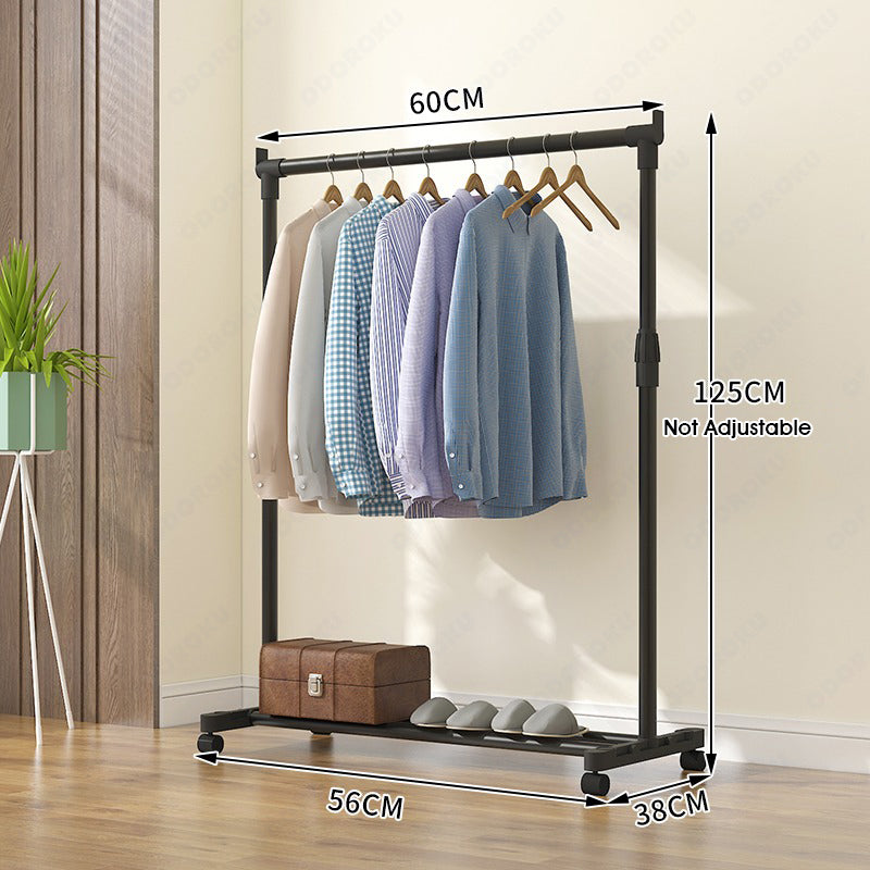 ODOROKU Height & Length Adjustable Clothes Rack for Hanging Clothes Clothing Rack, Rolling Garment Rack, Hanging Rack for Clothes, Double Rod Wardrobe Rack with Lockable Wheels - ODOROKU