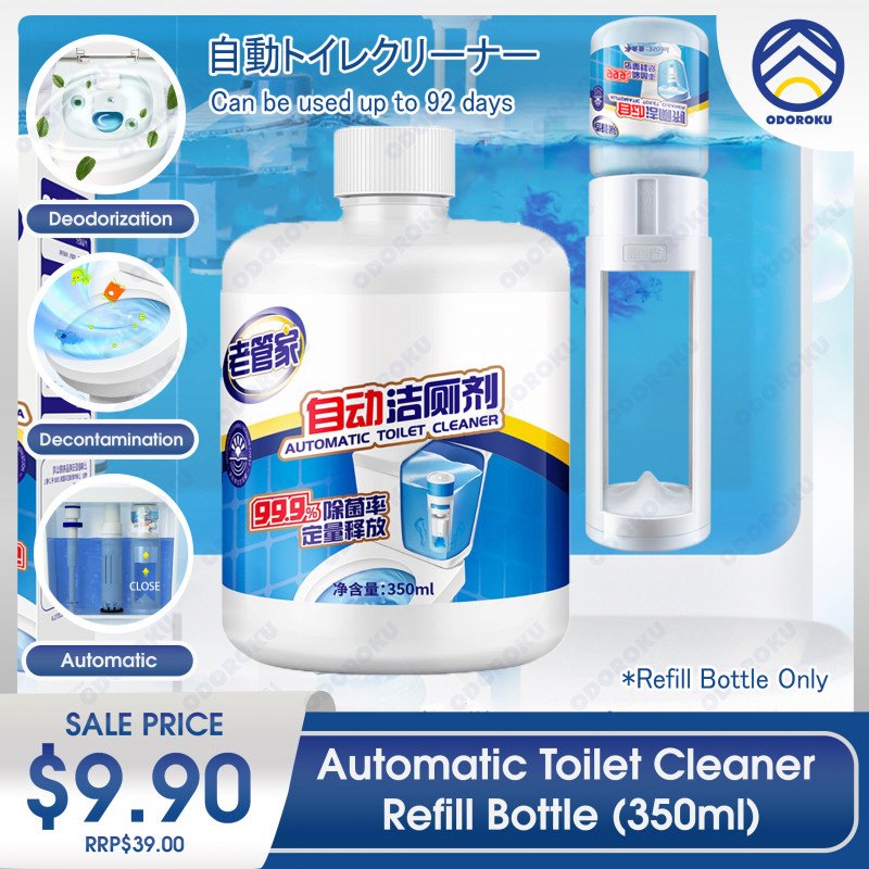 ODOROKU Automatic Toilet Cleaner 350ml Refill Bottle Magic Automatic Flush Restroom Deodorizes Bathroom Sterilization Decontamination & Aroma Cleaning Supplies Up to 92 days - ODOROKU