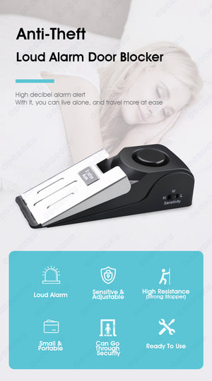 ODOROKU 2 in 1 Portable Door Stopper Floor Wedge Security Alarm Loud 120db Entrance Alert Door Stop Alarm for Travel Home Apartment House - ODOROKU