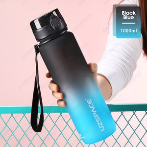 ODOROKU Gradient Frosted BPA Free Water Bottle 500ml 1000ml 1 Litre USA Tritan Food Grade Material Easy One-Hand Opening Cover Leak-proof Safety Lock Nylong Strap Ideal for Outdoor Sports Exercise Cycling Tritan Water Bottle - ODOROKU