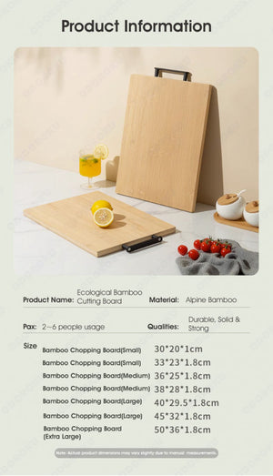 ODOROKU Bamboo Cutting Board with Handle Wooden Kitchen Chopping Board for Food Prep Chopping, Carving Meat Fruits Vegetables Cutting Boards for Kitchen, Wood Cutting Board - ODOROKU