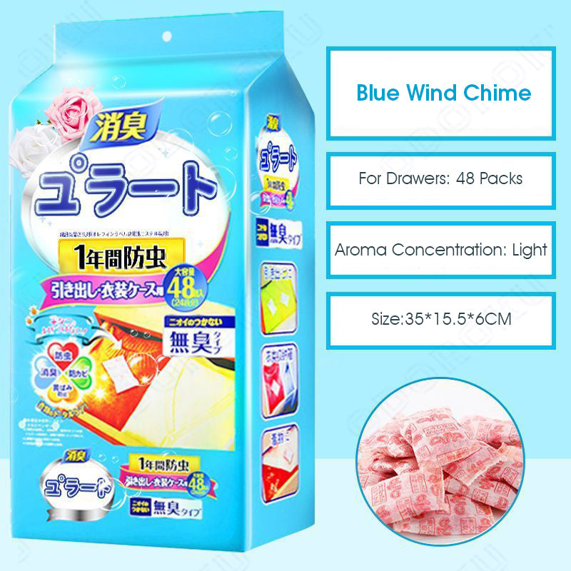 ODOROKU 24/48pcs Anti Mildew Moth Ball Deodorizer Dehumidification Closet Mothball Fragrant Camphor Balls Individually Packed Moisture-Proof Aromatherapy Fragrance Blueball Rose White Peack Oolong - ODOROKU