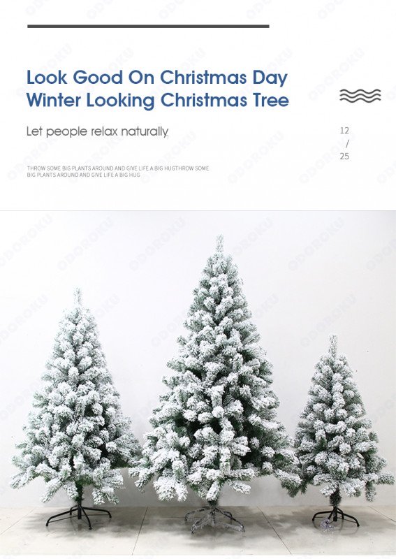 ODOROKU 150/180/210cm Premium Flocked Artificial Christmas Tree Luxury Premium 5ft 6ft 7ft White Christmas Tree Christmas Decors with Stand Durable Pine Tree for Home Office Shopping Center Party - ODOROKU