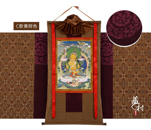 ODOROKU Manjushiri Bodhisattva Embroidered Fabric Mounted Tibetan Thangka 文殊菩萨唐卡 - ODOROKU