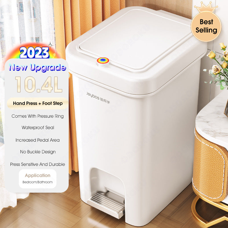 ODOROKU Hand Press/Foot Pedal Flip Up Rubbish Bin With Lid Plastic 2 Ways Opening Foot Pedal Garbage Bins Trash Bin Garbage Can Waste Bin Dustbin Recycling Bin For Living Room Kitchen Bedroom Bathroom 7.3L/10.4L/16.5L/21.5L - ODOROKU