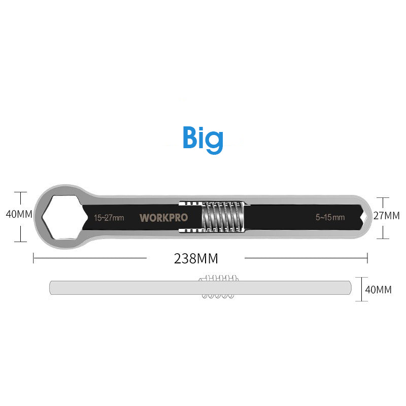 ODOROKU Universal Wrench Socket Wrench Adjustable Wrench Multifunction Wrench Tool with 360 Degree Rotating Head, Spanner Tool for Home and Car Repair 5-15mm-15-27mm - ODOROKU