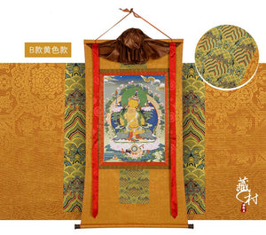 ODOROKU Manjushiri Bodhisattva Embroidered Fabric Mounted Tibetan Thangka 文殊菩萨唐卡 - ODOROKU