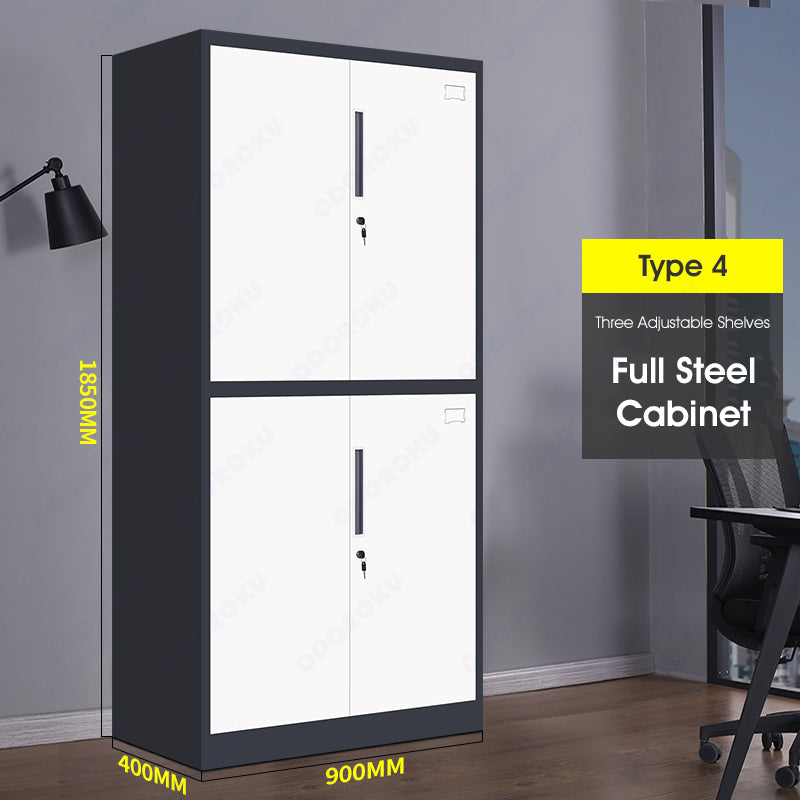 ODOROKU Black & White Office Metal Storage Cabinets High Steel Swing Door with Lockable Steel Storage Cabinet with Doors and Shelves Office Cabinet for Home Office Garage Classroom Bookshelf Home Cabinet - ODOROKU