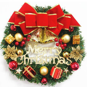 ODOROKU 30cm Artificial Christmas Wreath Hanging Wreath for Front Door, Wall and Windows, Xmas Garland with Bowknot Flower Christmas Ornaments for Holiday Christmas Party Decorations - ODOROKU