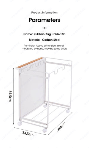 ODOROKU Concealed Rolling Sorter-Garbage Storage Basket On Wheels Steel Garbage Bag Holder Trash Can Rack Trash Can-Kitchen White - ODOROKU