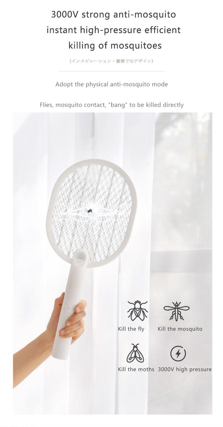 ODOROKU Electric Mosquito Swatter USB Rechargeable Bug Zapper with LED Light and 3-Layer Safety Mesh Protection Safe to Touch Mosquito Killer for Home and Outdoor - ODOROKU