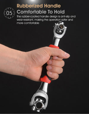 ODOROKU Universal Wrench 52 in 1 Socket Wrench Multifunction Wrench Tool with 360 Degree Rotating Head 6 Point 12 Point Spanner Tool for Home and Car Repair - ODOROKU