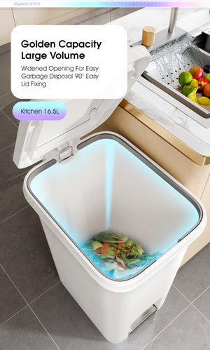 ODOROKU Hand Press/Foot Pedal Flip Up Rubbish Bin With Lid Plastic 2 Ways Opening Foot Pedal Garbage Bins Trash Bin Garbage Can Waste Bin Dustbin Recycling Bin For Living Room Kitchen Bedroom Bathroom 7.3L/10.4L/16.5L/21.5L - ODOROKU