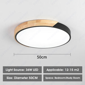 ODOROKU Circle Modern LED Ceiling Light Minimalist Wood Style Flush Mount Ceiling Light Fixture Circle Lighting Lamp with Acrylic Lampshade for Bedroom Living Room Dining Room Laundry Black White - ODOROKU