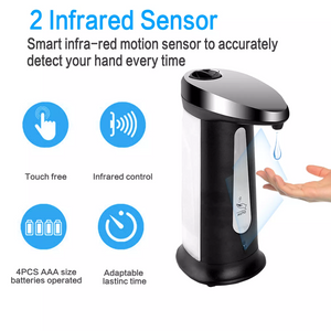 ODOROKU 370ml Chrome Plating Automatic Soap Dispenser And Sanitizer Dispenser Sensor Standing Contactless For Toilet - ODOROKU