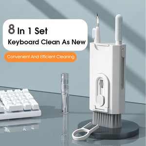 ODOROKU 8 In 1 Cleaning Kit for Keyboard Earphones Screen Cleaner Brush Cleaning Tools With Built In Nozzle Cleaning Spray Keyboard Dust Cleaning Kit Laptop Cleaner Camera PC Monitor Earbud Tablet Keyboard Key Puller - ODOROKU