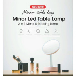 ODOROKU Makeup Mirror with LED Lights, Table Lamp, Automatic Adjust Brightness, Touch Control, Rotatable Magnify Glass - ODOROKU